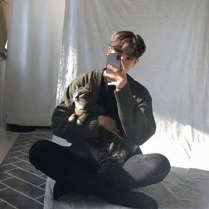 Knitted Sweaters For Men Solid Color White Man Clothes Coat Plain Jacket Cardigan X Korean 2024 Autumn Elegant Comfortable S A