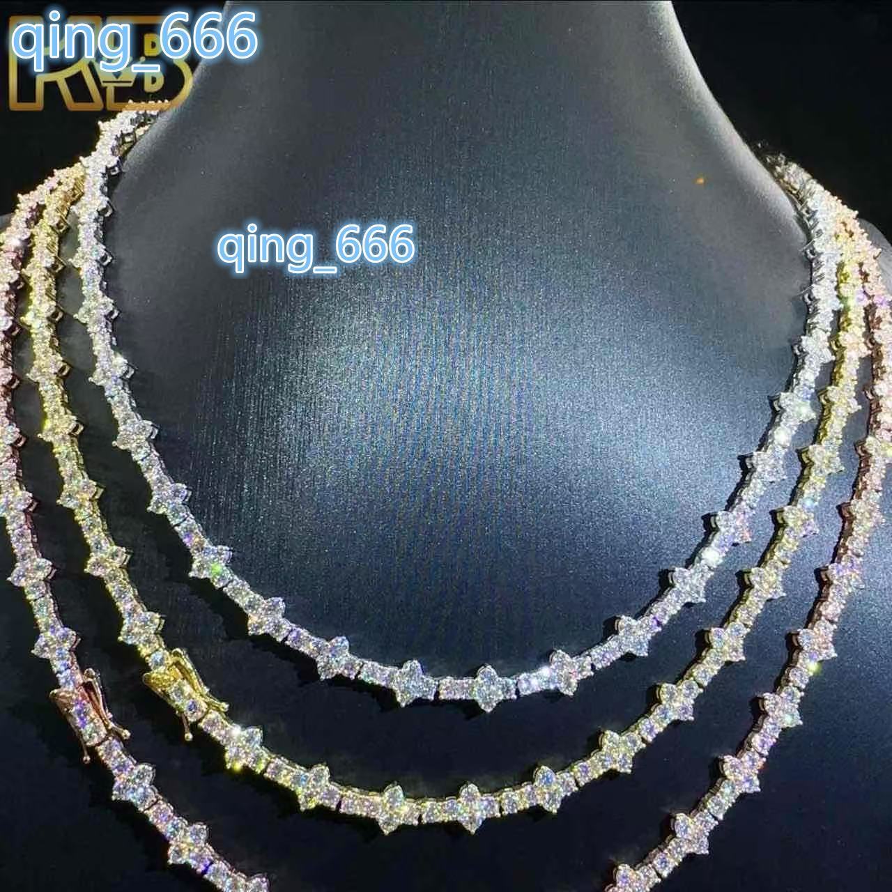 Hip Hop Style Diamond Vvs Moissanite Chain 925 Trends Fashion Iced Out Sterling Silver Tennis Necklace