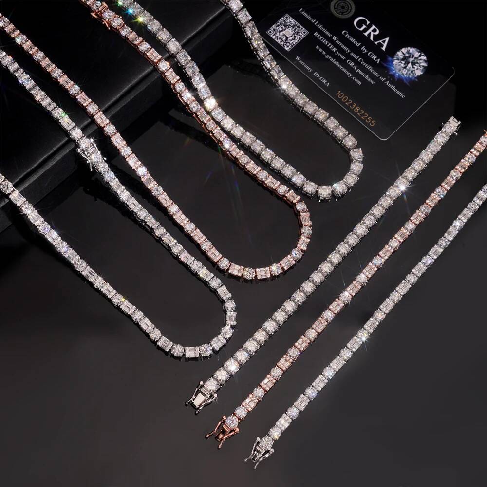 New Arrivals Hot Selling Iced Out Hip Hop 925 Silver VVS1 Moissanite Tennis Chain Bracelet GRA Certificated