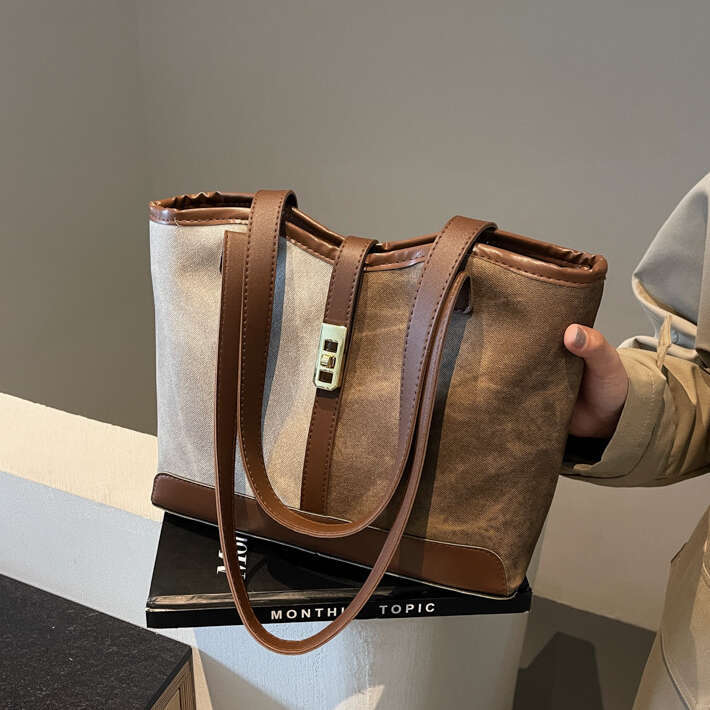 2025 New Handbags High-End Trendy Color-Block for Women Shoulder Bags Large Capacity