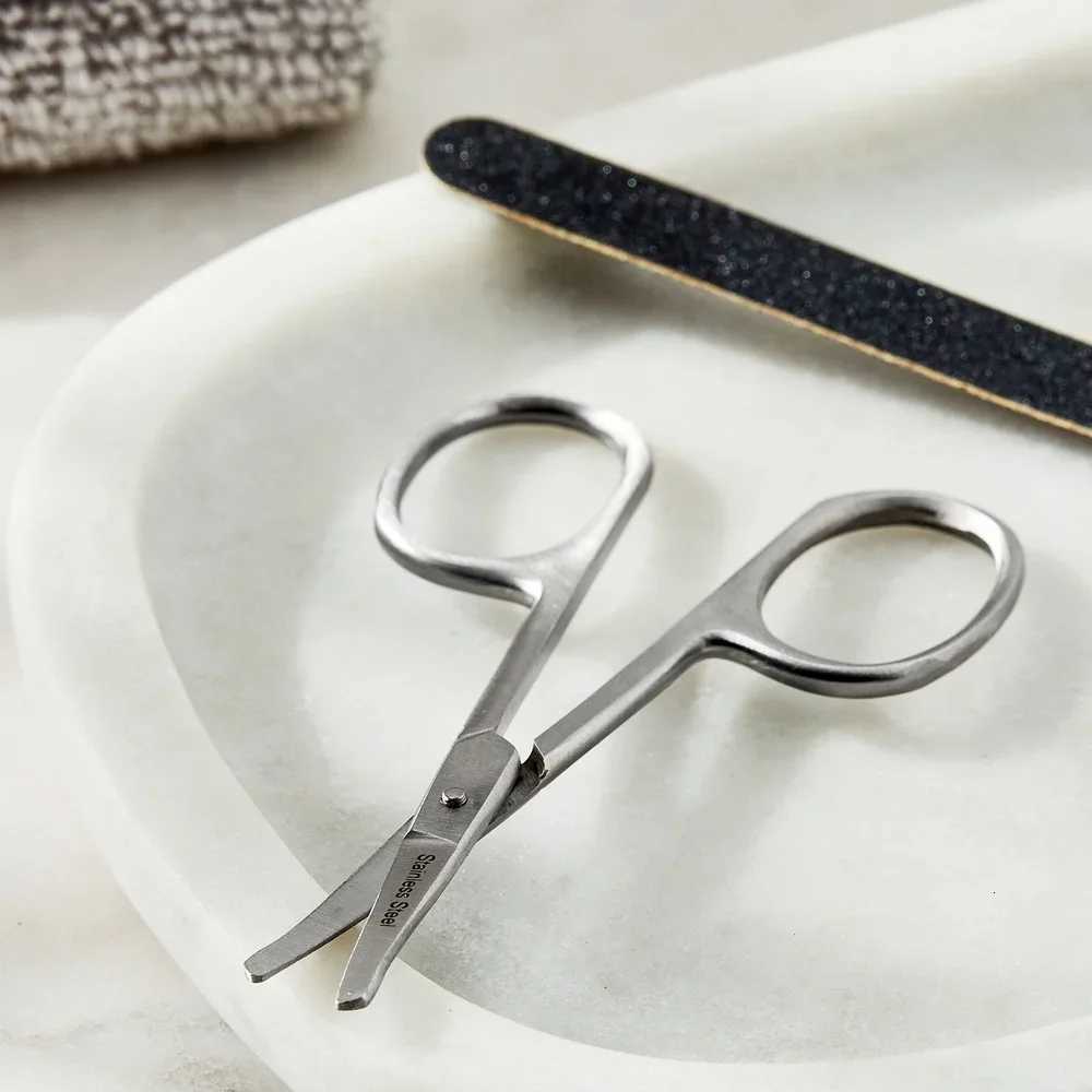 Professional Stainless Steel Rounded Tip Scissors Hair Trimming Grooming Ear Nose Facial Hair with Large Finger Holes W250716