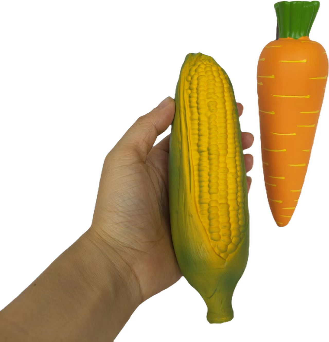Latex Chewing Squeaky Dog Toy Durable Natural Rubber Dog Playtime with Carrot & Corn-shaped vegetable Dog Toys 4pcs/Pack