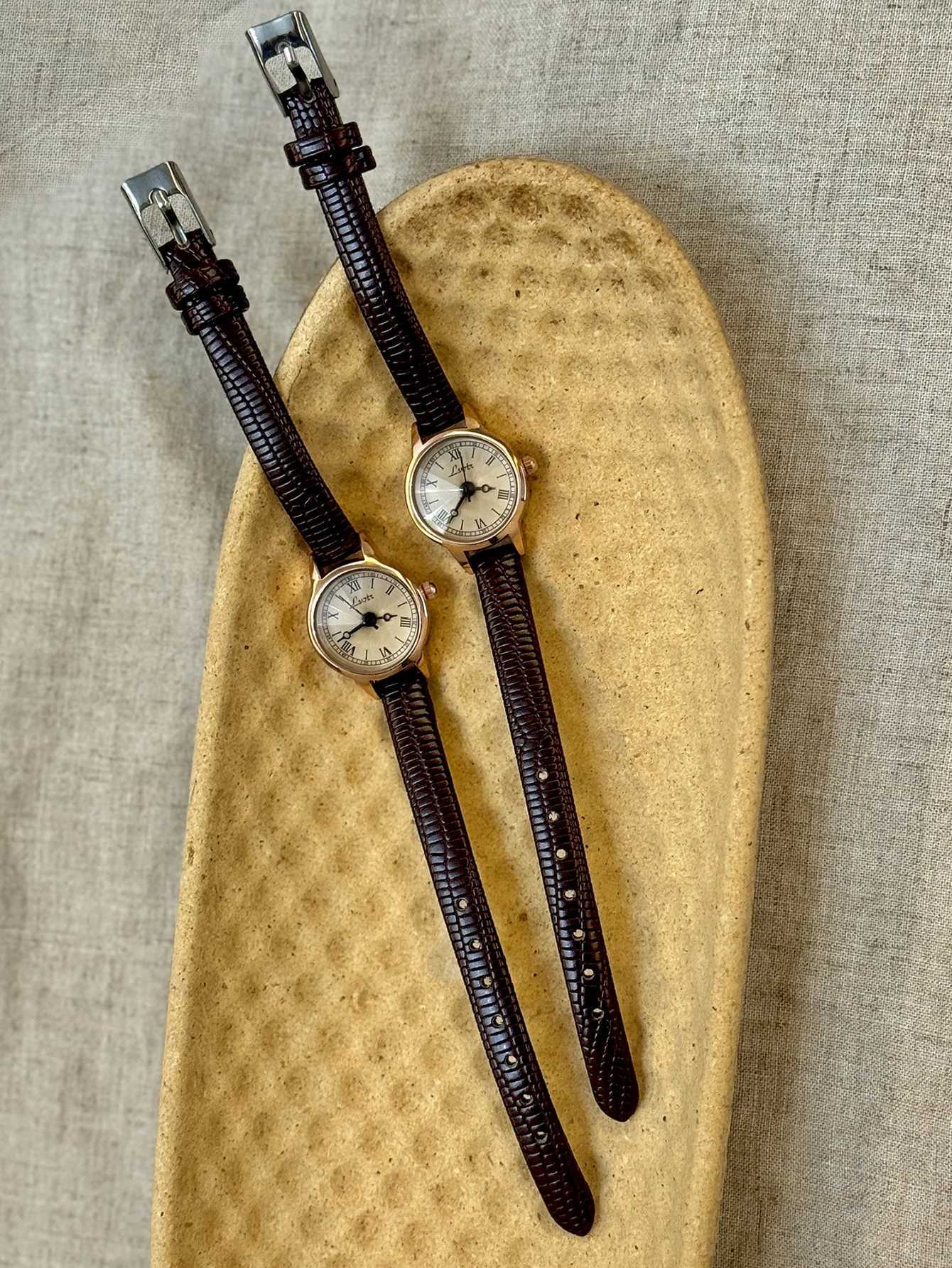 1pc Retro Leisure Elegant Wen Coffee Brown Leather Strap Small Exquisite Round Dial With Rhinestone Decor Suitable for F Y250715