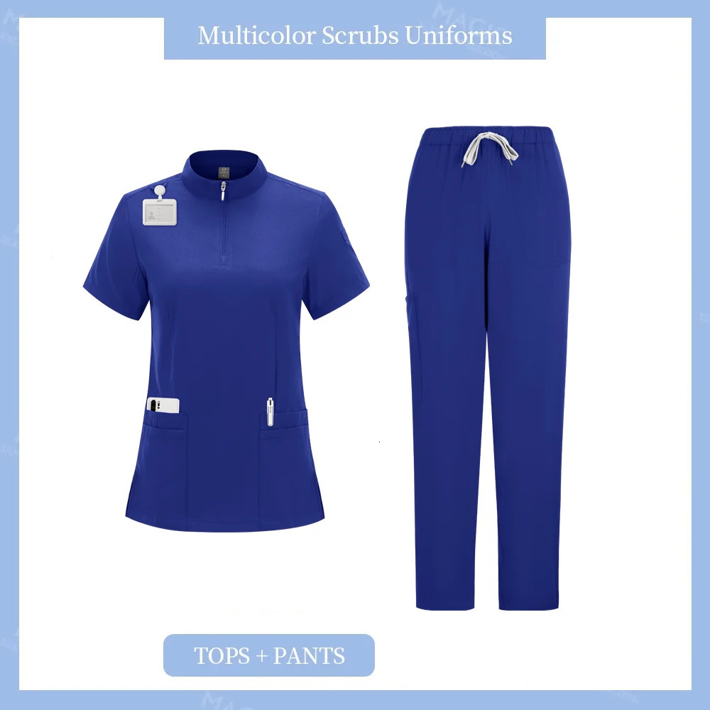 Uniforms Woman Nursing Sets Pocket Top Straight Pants Nurse Uniform Scrubs Clinical Beauty Salon Hospital Suits 250715