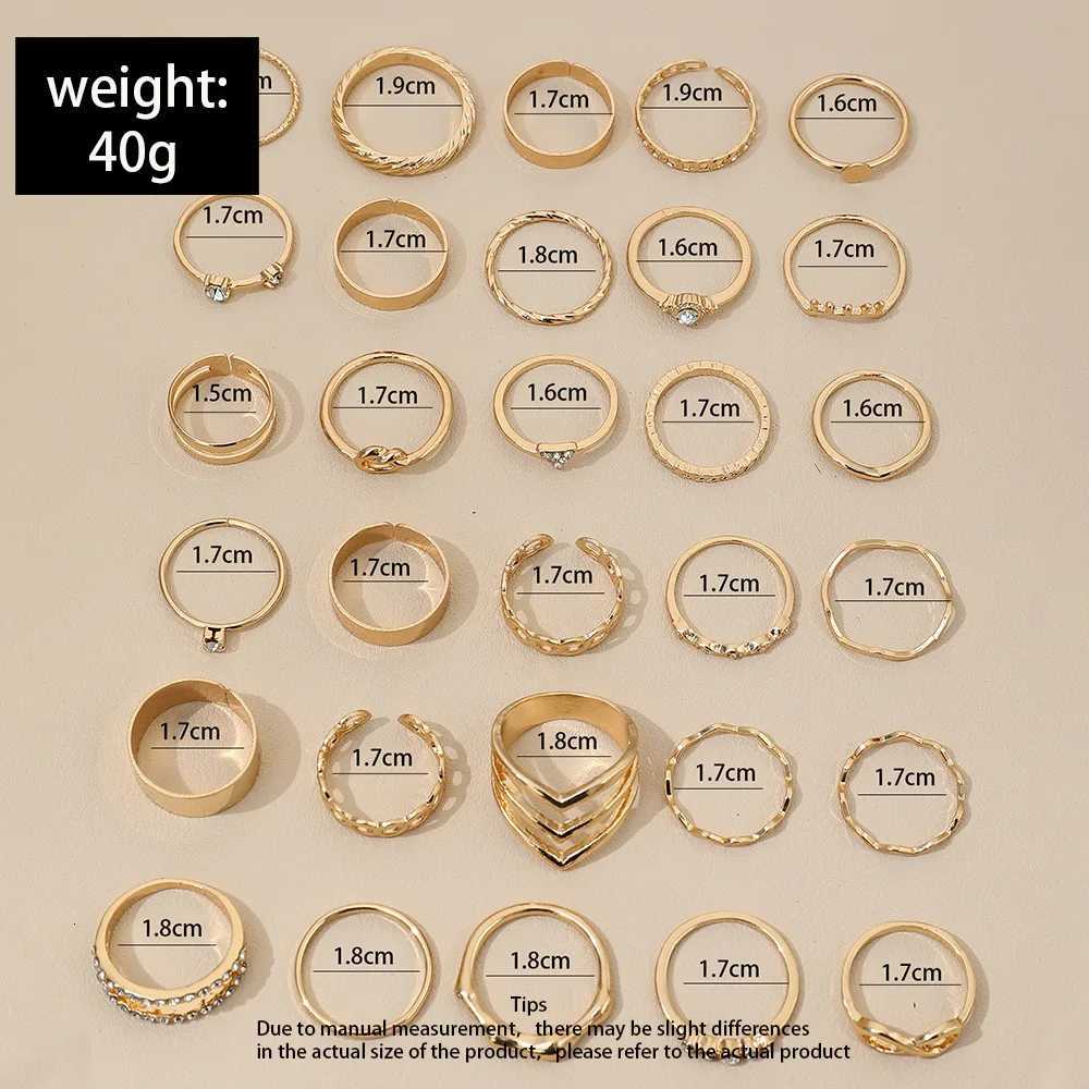 30Pcs Bohemian Geometric Knuckle Rings Set For Women Gold Silver Color Finger Ring Girls Fashion Party Jewelry Accessories S250716