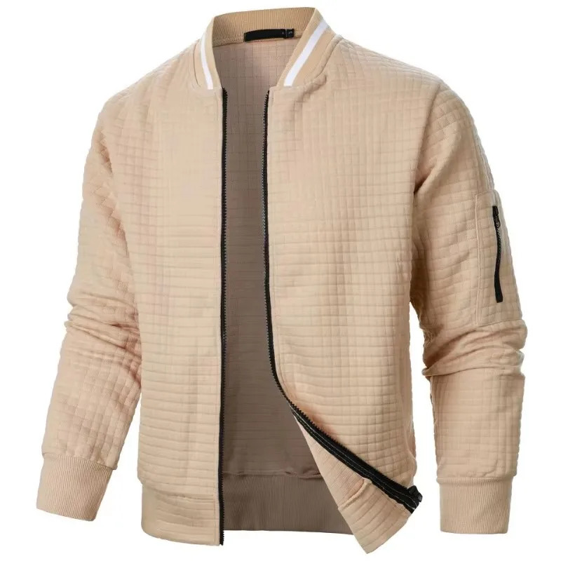 Mens Long Sleeve Zipper Jacket Coats Stand Up Sweatshirts Outdoor Streetwear Autumn Warm Solid Color Baseball Jacket Men 250716