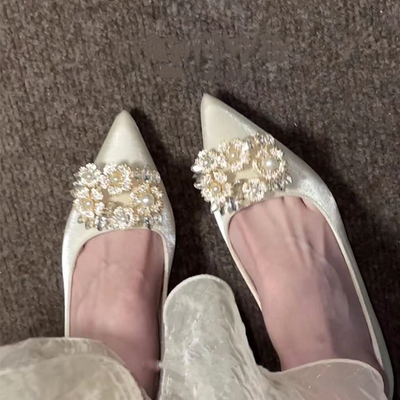 High Heels Women French Style Crystal Stunning Elegant 2025 New Spring Summer Stiletto Main Wedding Dress Single Shoes ddmysaturn