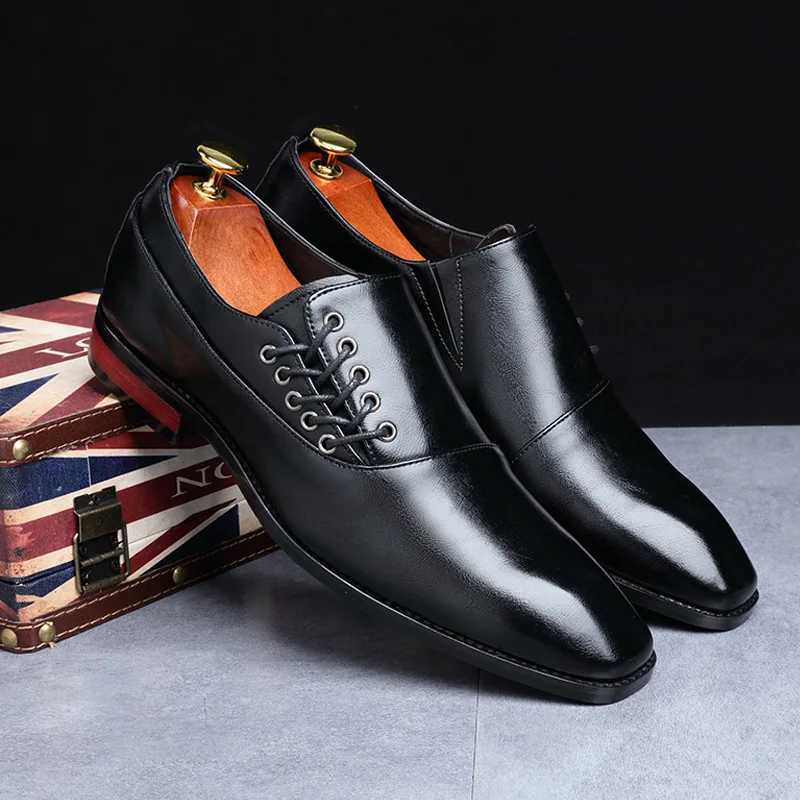 Stylish Man Oxford Shoes Leather Lace Up Mens Business Casual Dress Shoes Fashion Wedding Party British Style Comfortable Y250715
