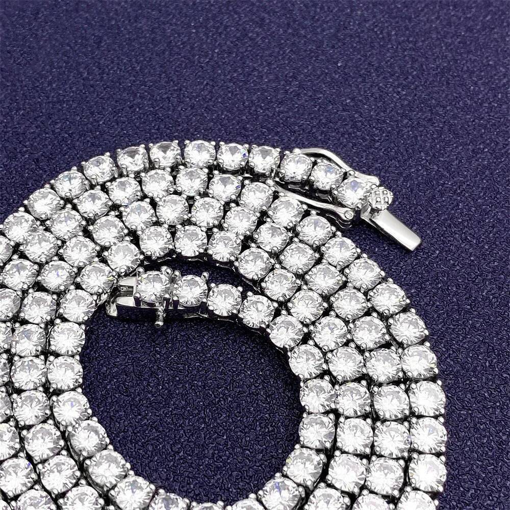 3mm Moissanite Tennis Chain Bracelets Necklace 925 Sterling Silver Luxury Wedding Anniversary Punk Hip Hop Jewelry