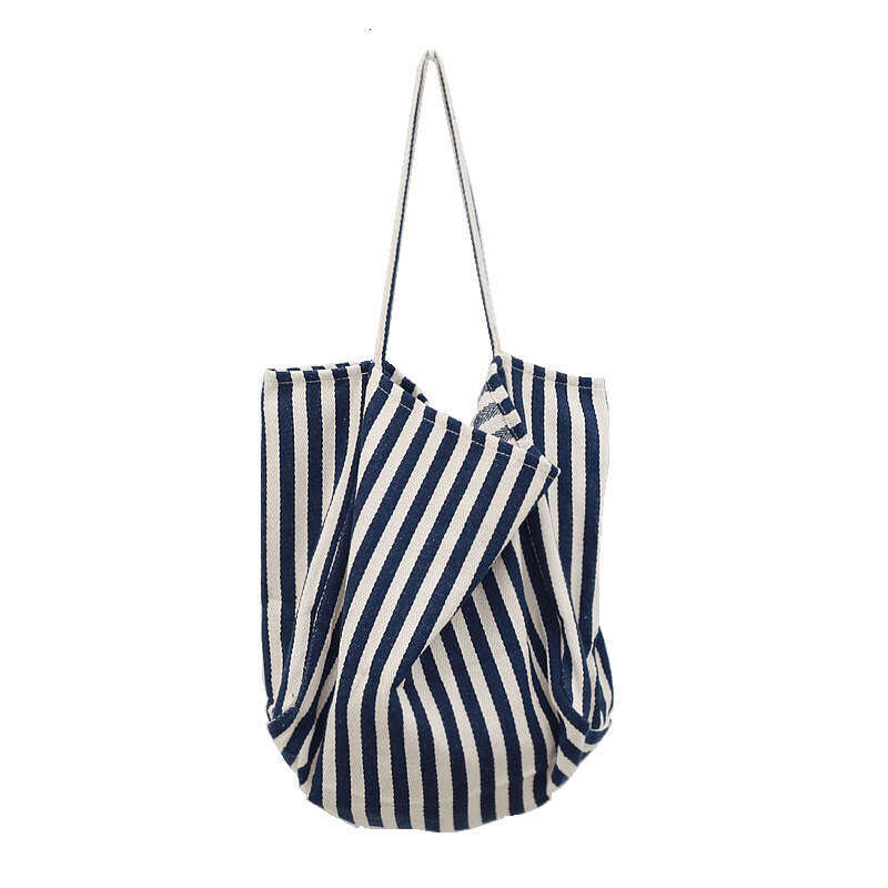 Niche Designer 2025 New Striped Casual Tote Travel Vacation Capacity Shopping Canvas Large Bag