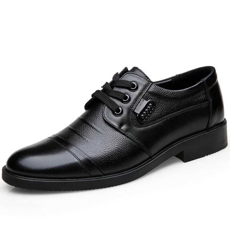 Mens Genuine Cow Leather Shoes Business Casual Shoes With Triple-Stitched Soles For Middle-Aged And Elderly Men Y250715