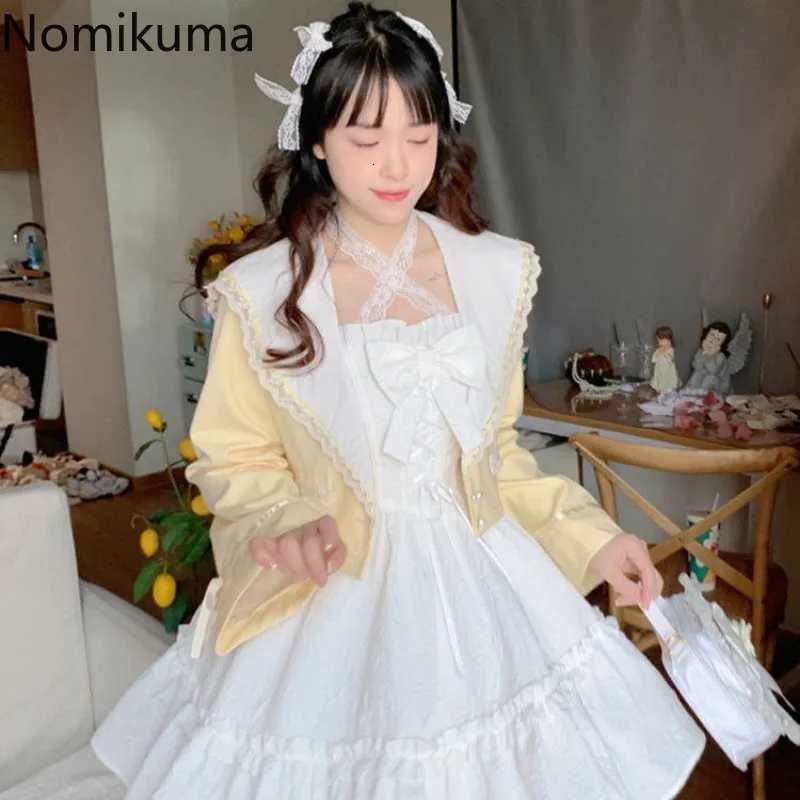 2025 Womens Dresses Cute Summer Dresses for Women Lolita Style Japanese Sweet Robe Femme Bandage Bow Ruffles White Dress R250716