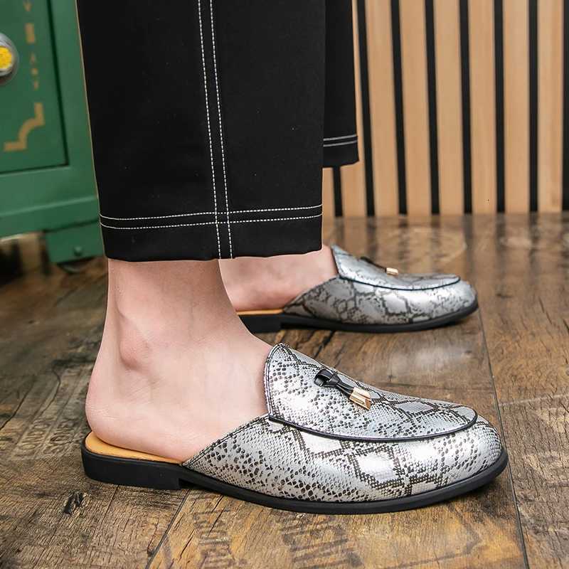 Big Size 38-46 Mules Men Half Shoes For Men Leather Mens Semi-Drag Casual Shoes Backless Loafers Slippers Closed Toe Sandals W250716