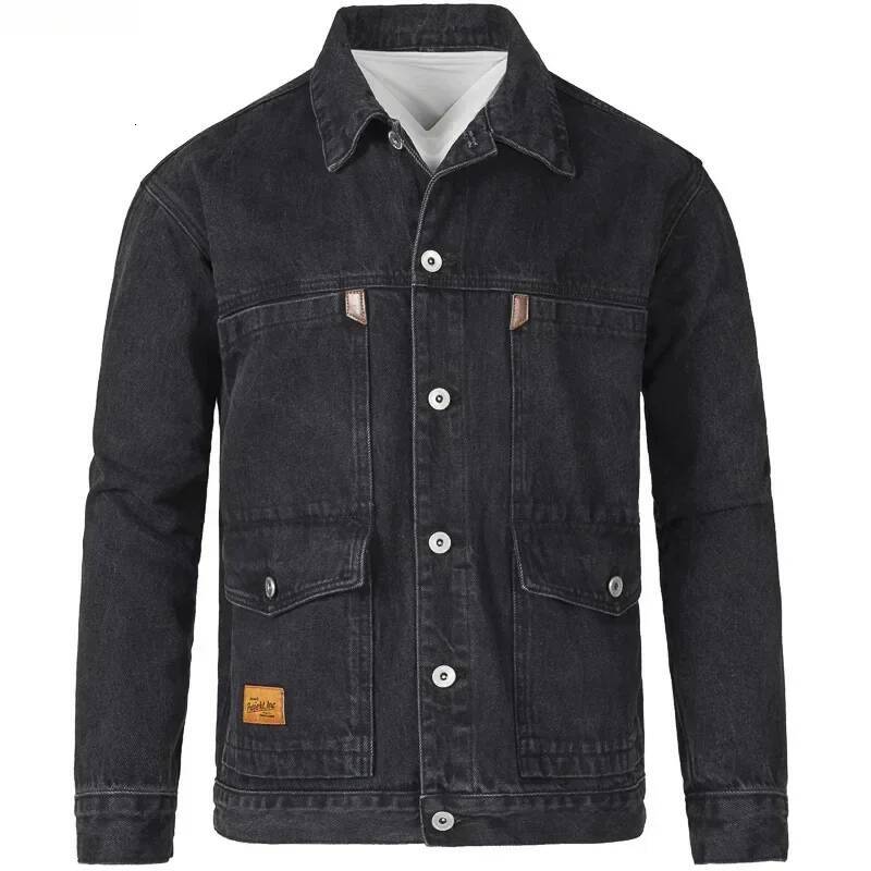 Spring Autumn Men's Denim Coats Multi-Pocket Loose Single-Breasted Cardigan Fashion Casual Cargo Jackets Men Jeans Jacket