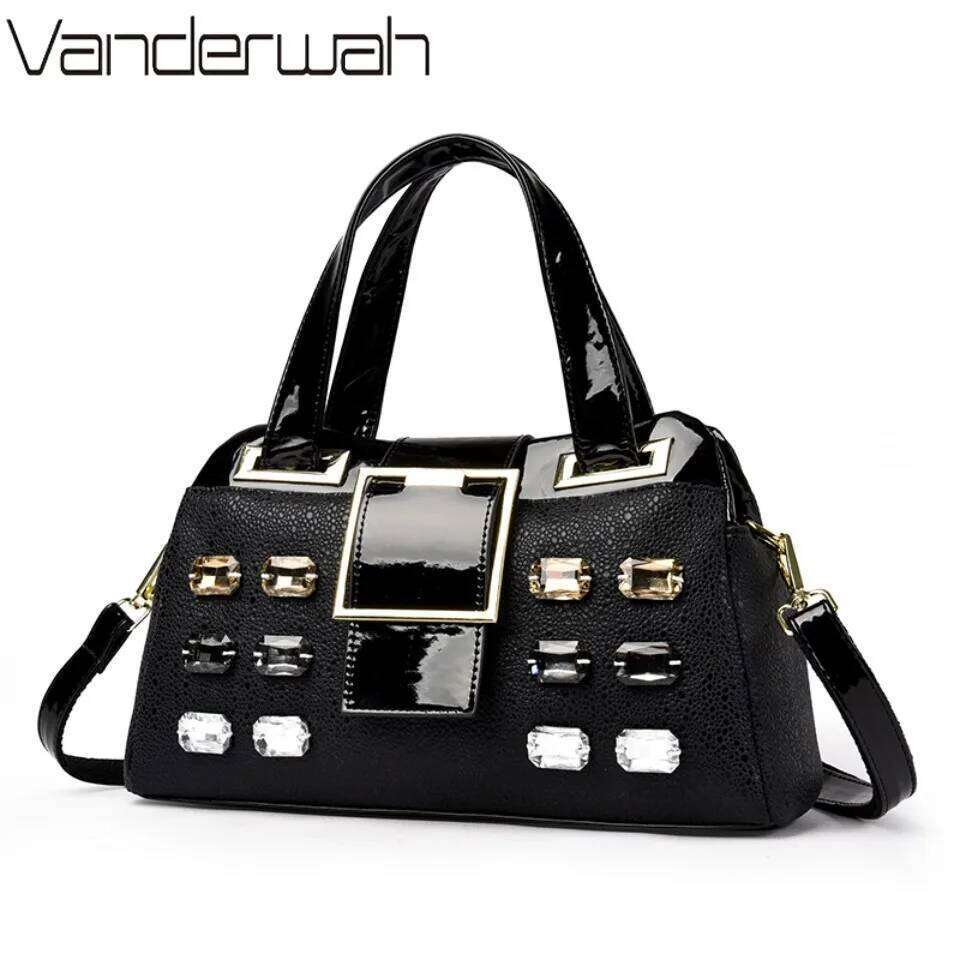 2 layer Large Capacity Tote Handbags Women Bags Designer Bright dia Ladies Boston Shoulder Bag High Quality Sac
