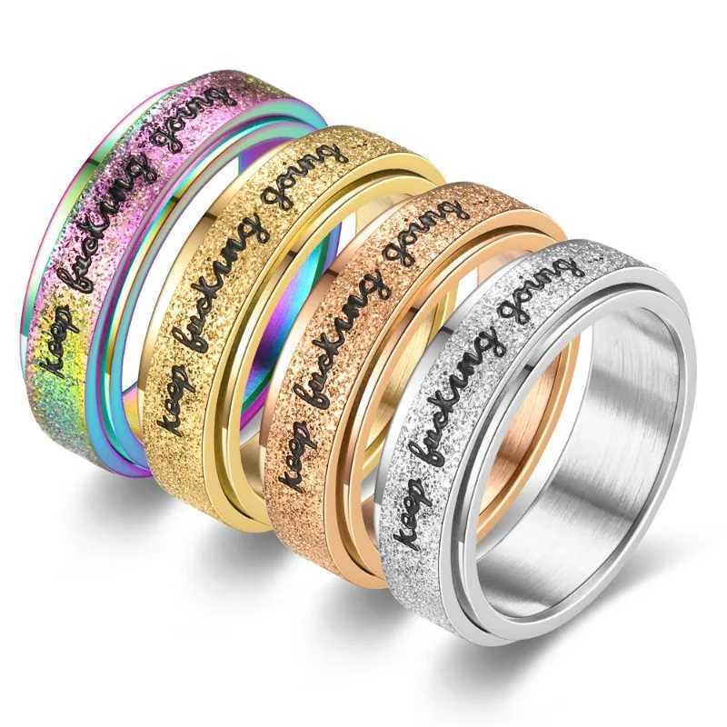 Fashion Inspirational Vibrant Stainless Steel Rotating Ring Adjustable Unisex Daily Wear Jewelry Keep Going Ring S250716