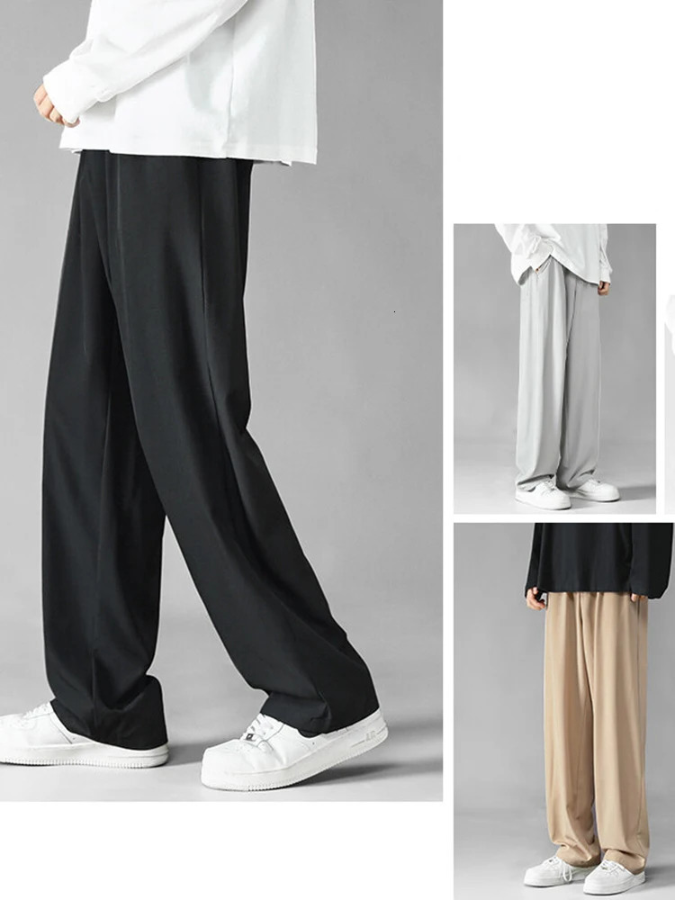 Mens Casual Pants Business Stretch Loose Elastic Waist Jogger Korean Classic Blue Black Gray Male Trousers 250715