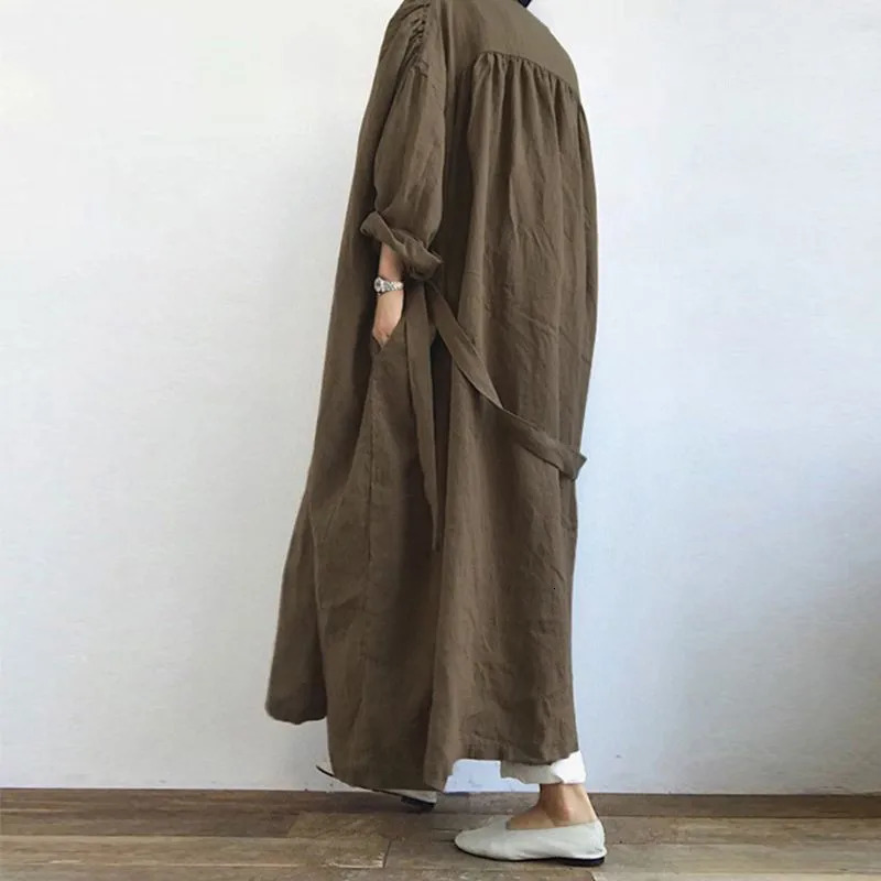 Casual Womens Long Sleeved Shirt Dress Versatile Long Windbreaker Jacket Springsummer 250715