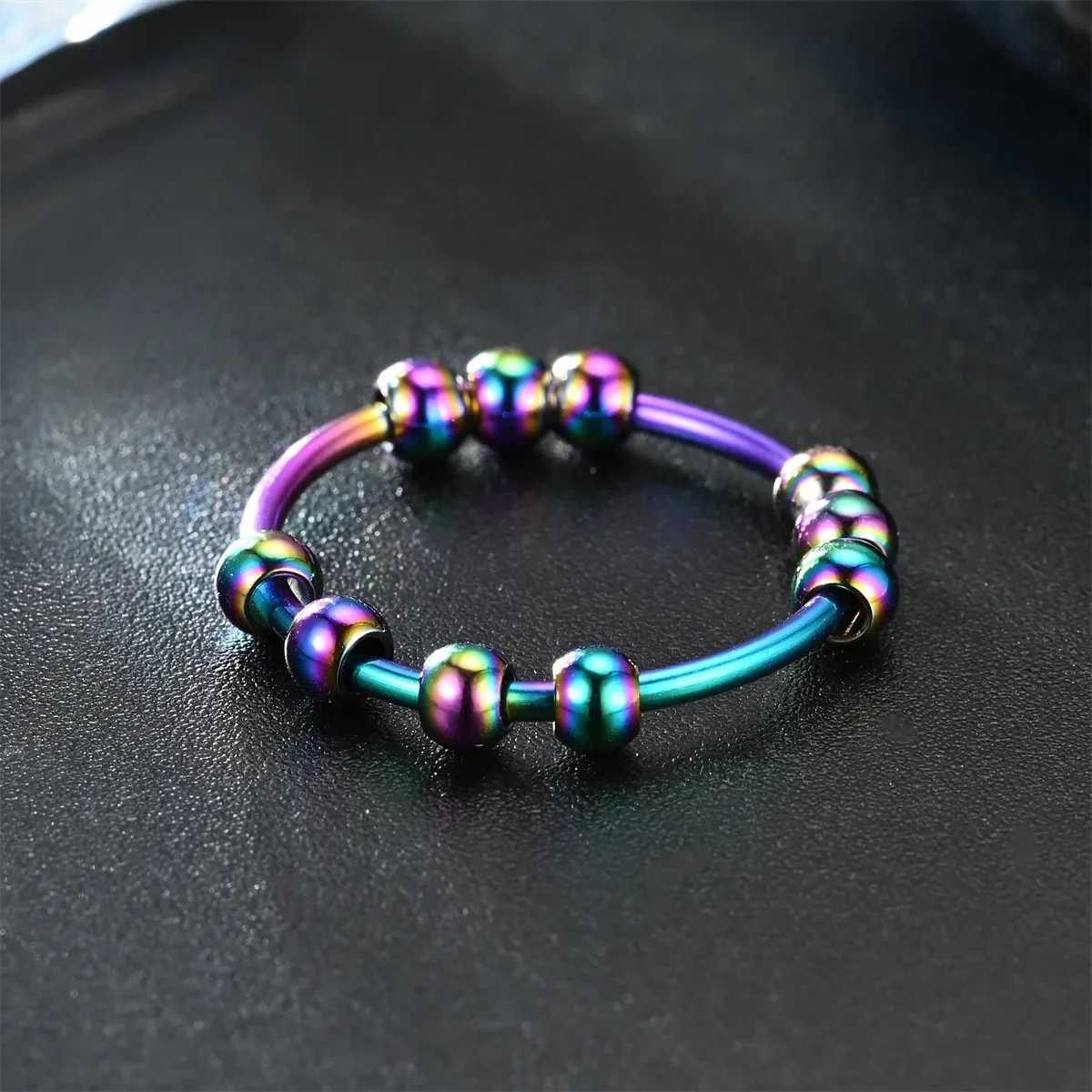 Tainless Steel Beads Anxiety Rings For Women Stress Relief Fidget Rings Men Simple Style Fashion Jewelry Accessories S250716
