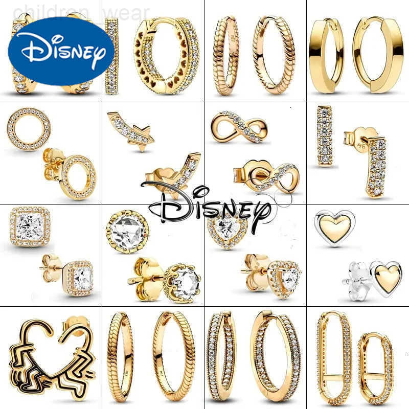 Disney New Gold Plated Pav Heart Earrings Huggie Hoop Earrings 925 Silver Plated Charm Hoop Earrings Exquisite Jewelry Womens DIY W20250716