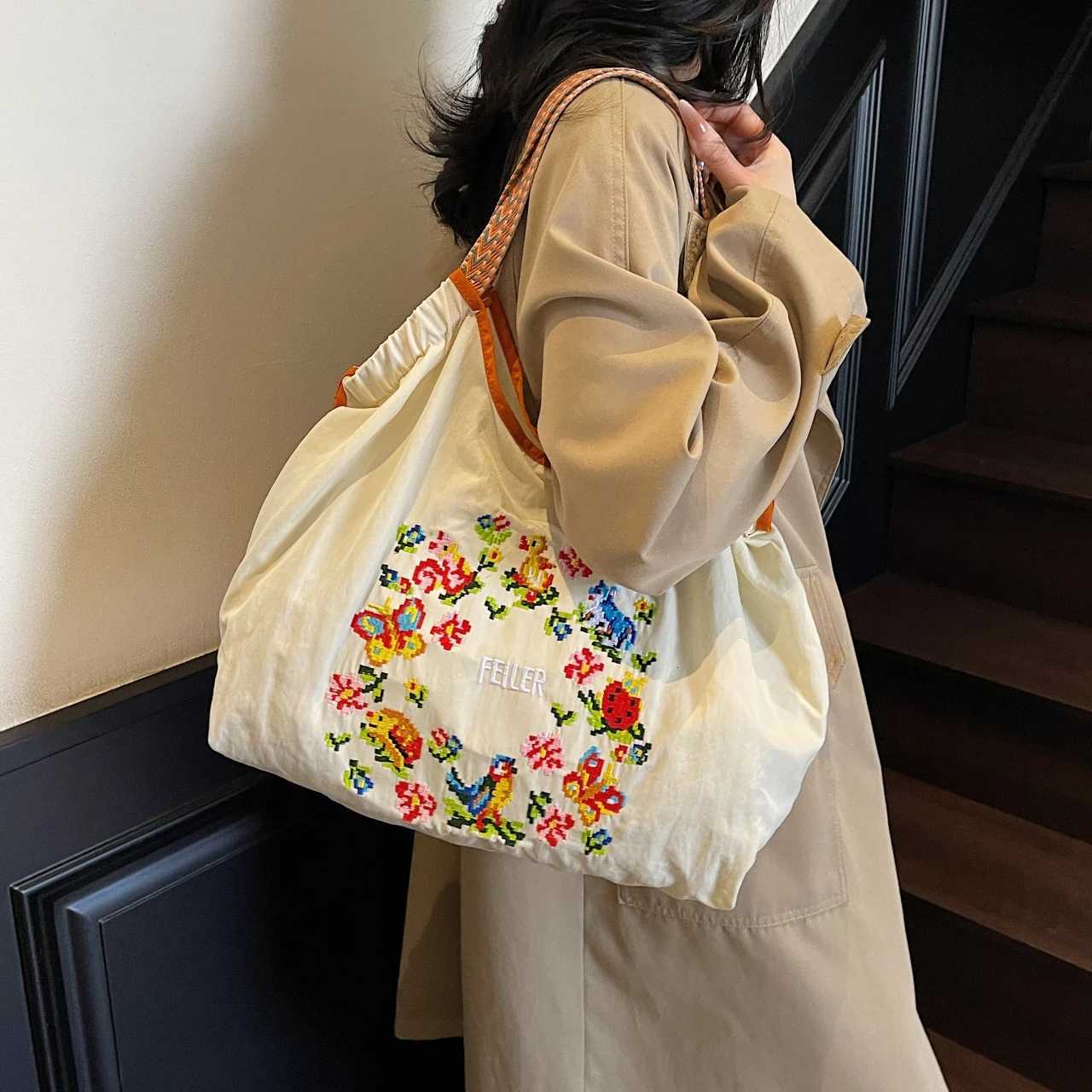 Sweet Floral Cloth Shoulder Bags Women Large Capacity Waterproof Oxford Casual Totes Lazy Style Leisure Flower Handbags For Girl W250716