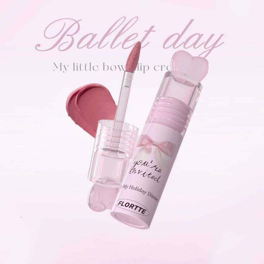 FLORTTE Little Bow Collection Creamy Lip Cream Matte Long-Lasting Non-Stick Cup Not Fade Waterproof Pigmented Veet Lipgloss