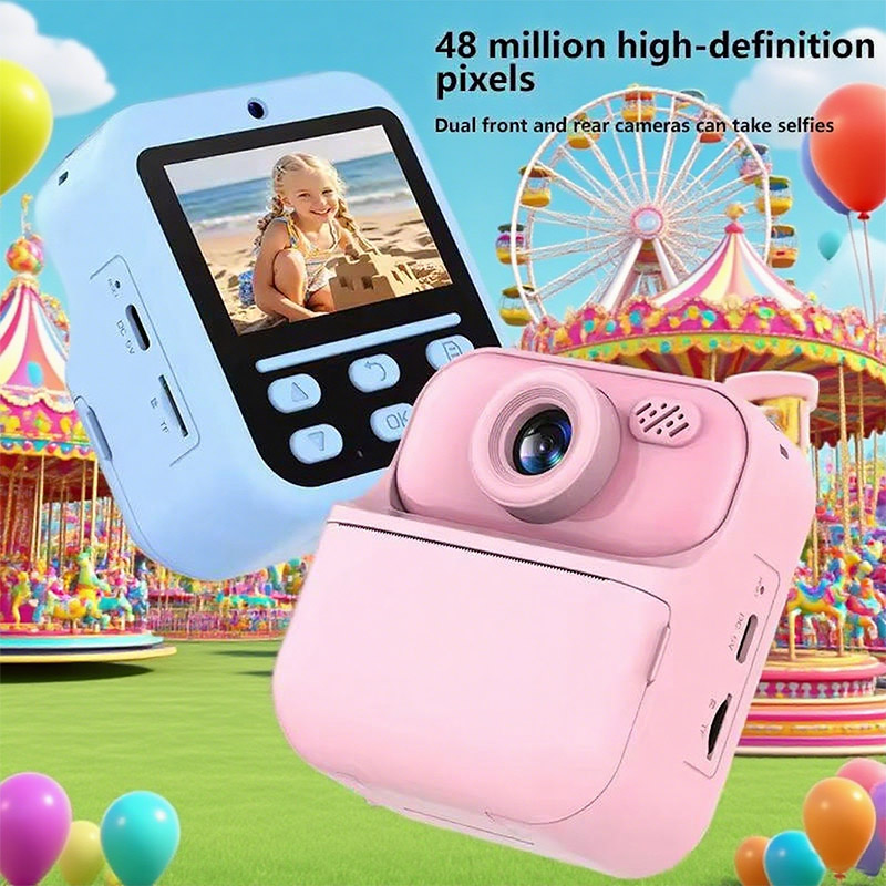 Instant Printing Camera: 4800W Pixels, 1080P Video, 16X Zoom, 2.4-inch Eye-protecting Screen, 1300mAh Battery, Filter Stickers & More