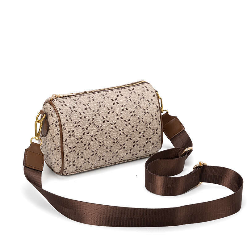 Crossbody New Printed Boston Wide Shoulder Strap Cylinder Casual Women's Small Bag
