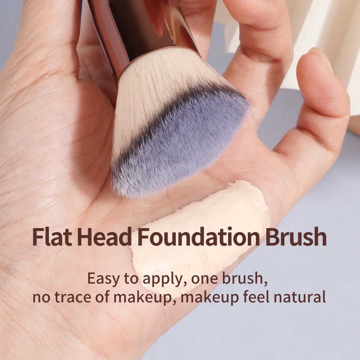 2PCS Foundation Makeup Brush Set Flat Angled Kabuki Powder Blush Brush For Liquid Soft Bristles Cosmetic Makeup Tools XJ2500716