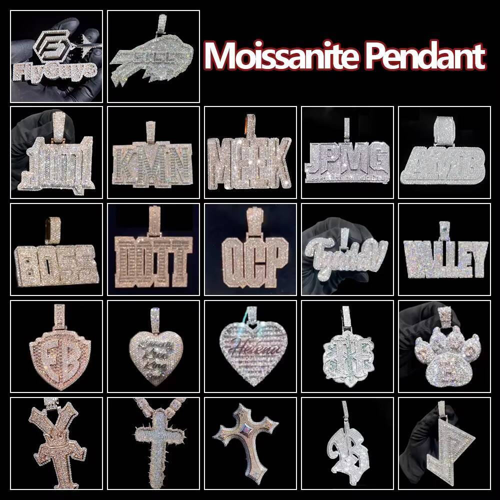 Pass Diamond Tester Moissanite Pendant Cross Baguette Hiphop S925 Custom Moissanite Pendant