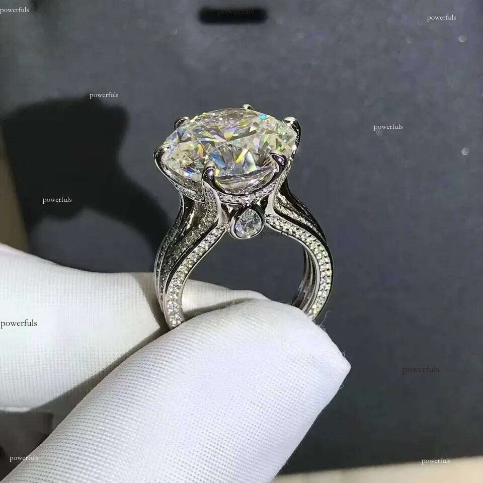 10ct Choucong Brand Wedding Rings Jewelry Real 100% Sterling Sier Round Cut Moissanite Dia Zircon Party Eternity Women Bridal Ring Gift Never fade