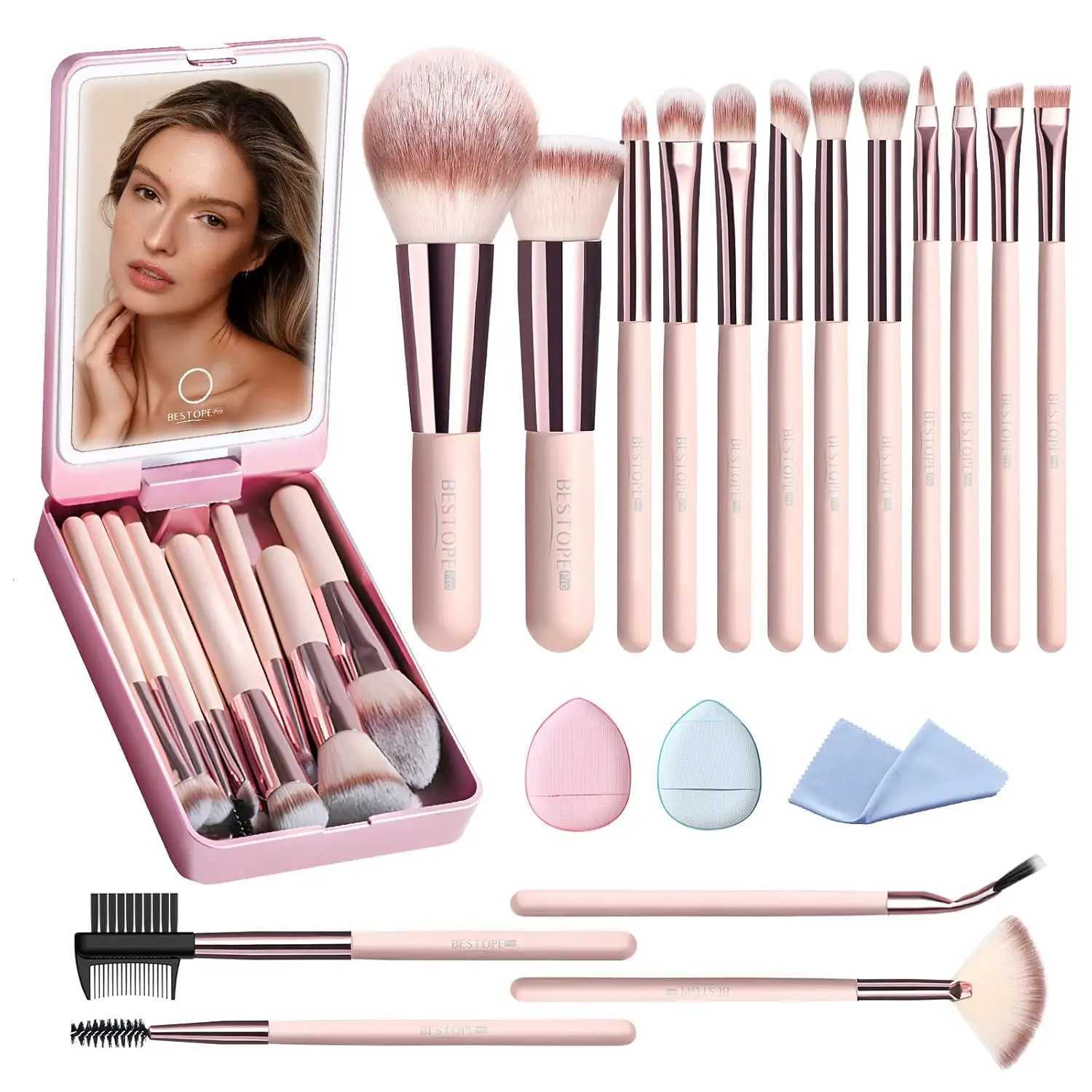 20PCS Travel Makeup Brush Set with Case Foundation Concealer Blush Eyeshadow Brush Contour Set XJ2500716