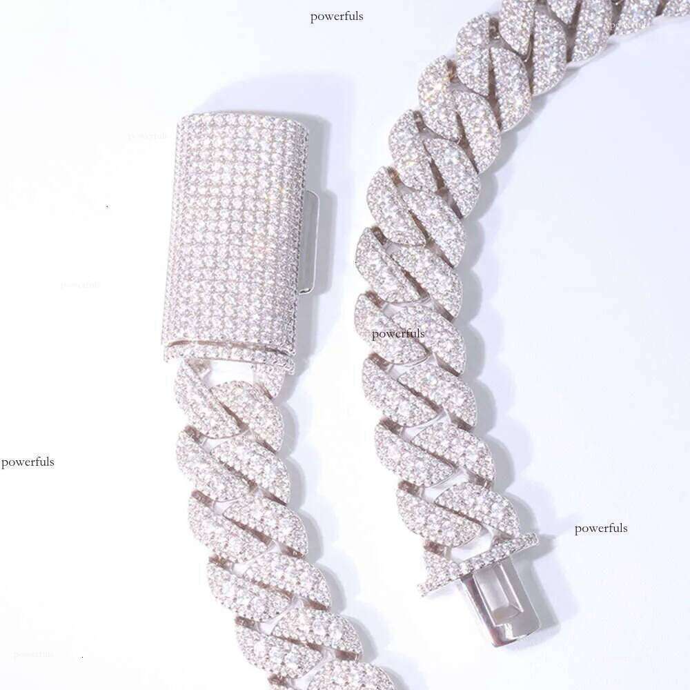 Miami Cuban Link Chain Necklace Designer For Men 2 Row Bling Moissanite Dia 14Mm Wide Choker Iced Out Chains Necklaces Prong Gold Plate Rock Hip Hop J