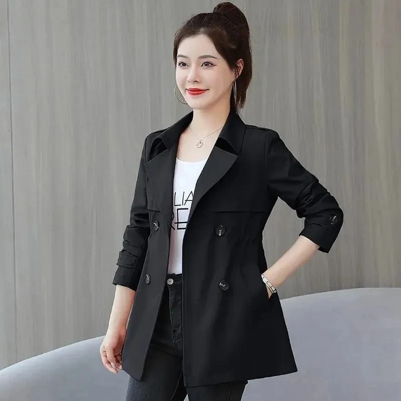Womens Trench Coats Spring Autumn Jackets Lined Casual Coat Suit Collar Women Korean Fashion Womens Jacket 2025 Slim Pink 250715