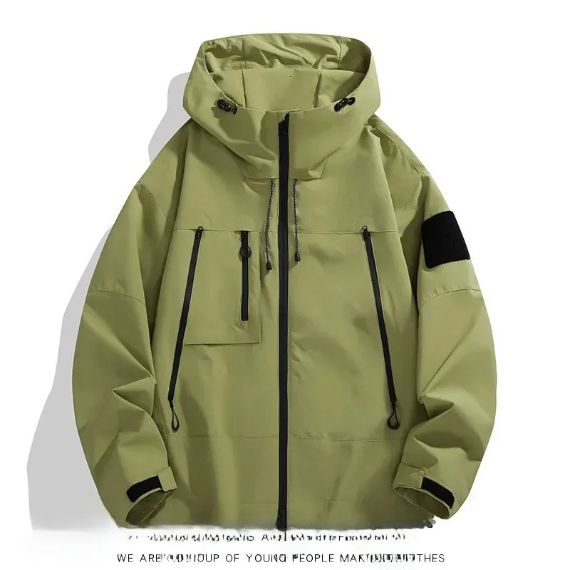 Outdoor Mens Jacket Spring Autumn American Style Functional Trendy Magic Patch Couple Loose Fit Hooded Clothing 250716