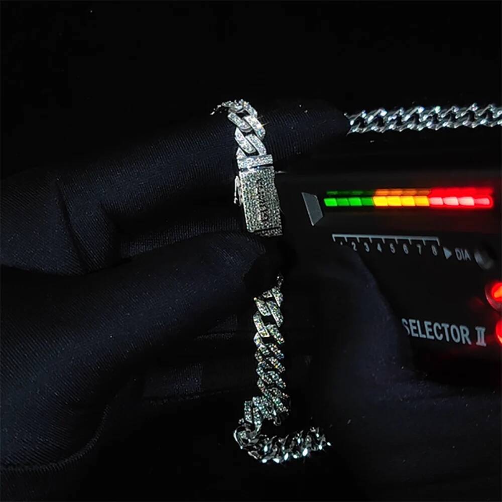 Wholesale Luxury 925 Sterling Silver Jewelry 8mm Custom Necklace Iced Out Cuban Link VVS Moissanite Diamond Cuban Link Chain