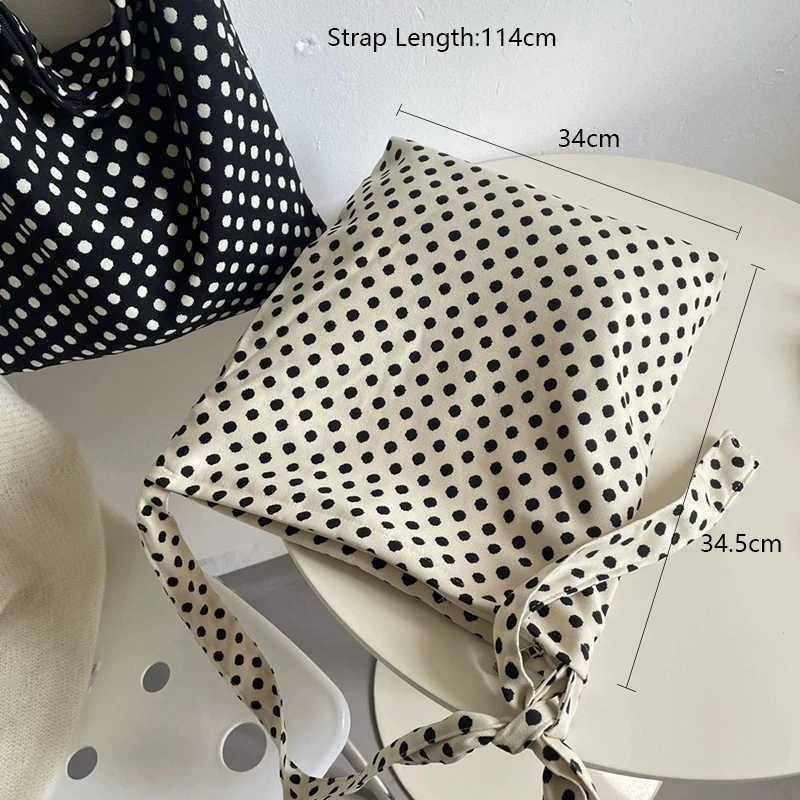 Polka Dot Shoulder Bag able Canvas Crossbody Bag Adjustable Single Satchel for Bloggers Trendy Korean Sle Soft Handbag