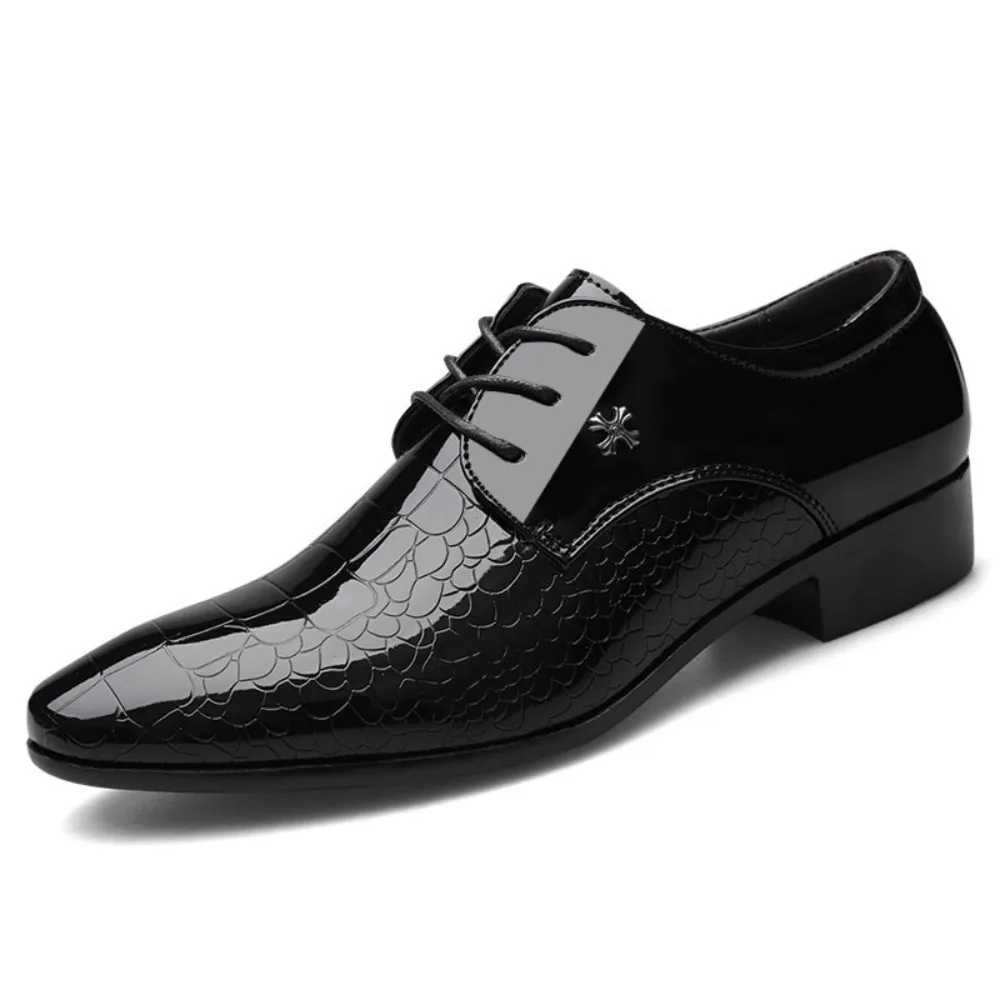 Mens Dress Shoes Cracked Stripe Classic Formal Business Oxford Shoes Casual Lace Up Mens Derbys Shoes Y250715