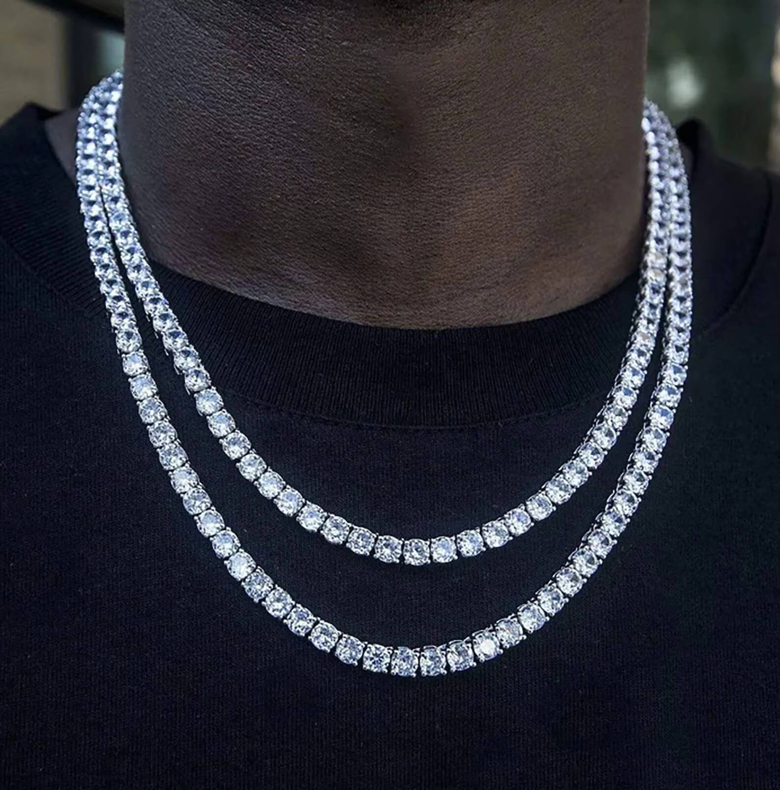 VVS Moissanite Diamond Tennis Chain IGI Certified 925 Sterling Silver with Gold Customized Iced Hip Hop Style Certified by IGI