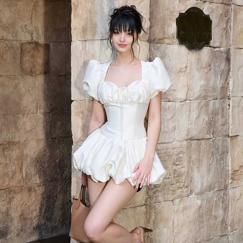 Elegant Party Dresses Ladies Fashion Evening Bodycon A-Line Puff Sleeves Fluffy Mini Dress Lace Sexy Ball Gown Princess Dress R250716