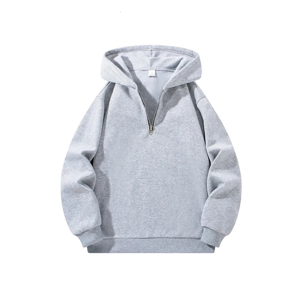 Mens Half Zipper Hooded Hoodies Solid Color Long Sleeve Sweatshirts Autumn Loose Sport Warm Sweats Fashion Casual Pullover 250716
