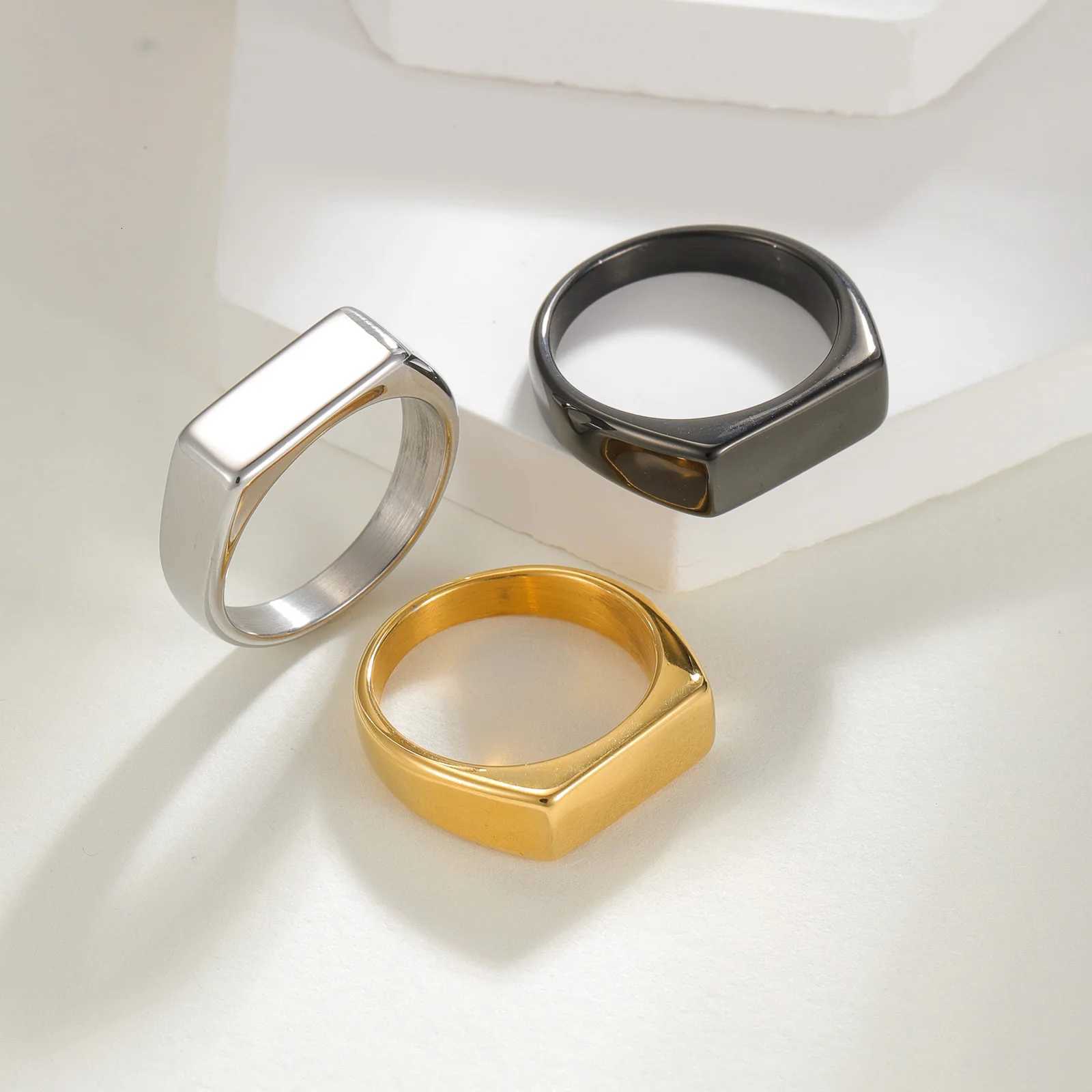 1pc Vintage Simple Mens Stainless Steel Square Ring S250716