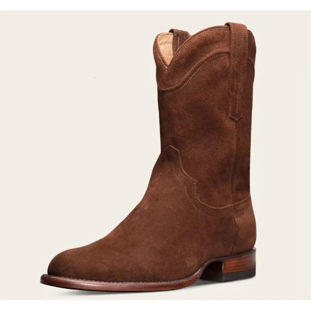 Simple suede medium boots men and women Boots Quality Platform Chelsea Boots Autumn Winter cowboy boots Shoes Size 38-48 250715