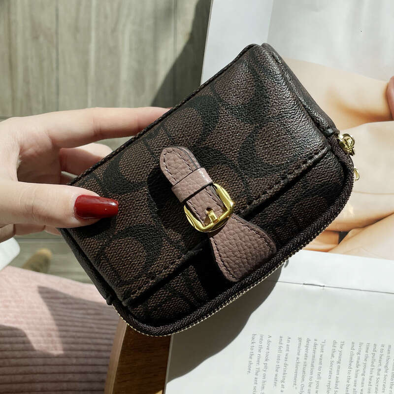 Exquisite Internet Celebrity Printed Coin Purse for Women, Zipper Multi-Functional Handheld Small Wallet, Large Capacity High-End Clutch
