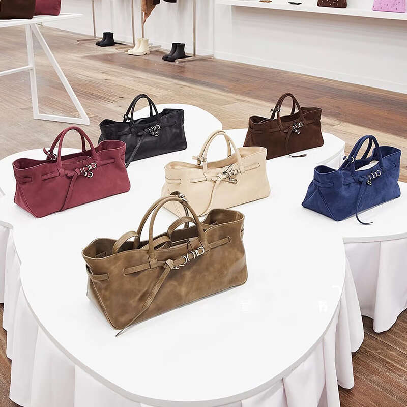 Elegant Women's Suede Handbags With Distinctive Accessories Inspired by K-Pop Stars