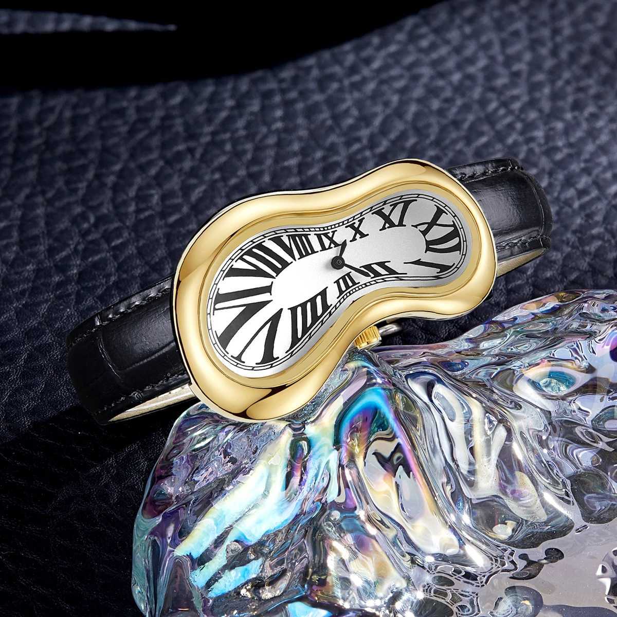 2025 New Irregular Shed Melting Twisted She Y2K Fashionable Retro Niche Mens Ins Style Quartz Y250715