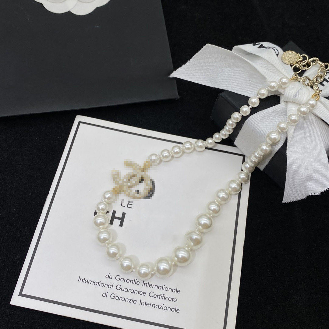 100 Anniversary Pearl Necklace Women Luxury designer necklace Letter Copper Chain Stainless Pendant necklaces Elegant Lady gift