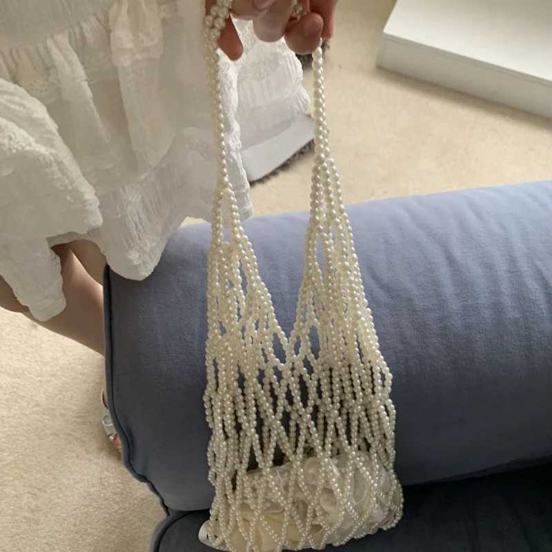 Bead Hot Sale Handmade Hollow Out Shoulder Lunch Bag for Women Large Capacity High Quality Versatile Casual Womens Cosmetic Bag