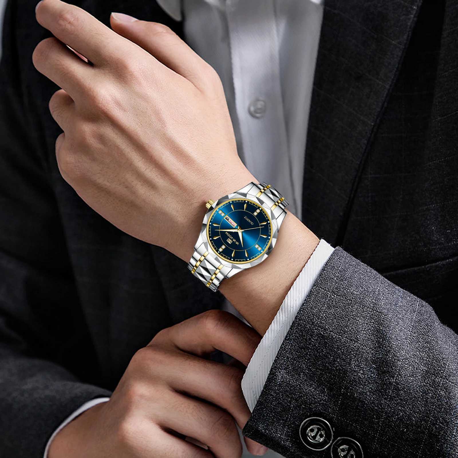 VA VO Brand Luxury Business Style Quartz Movement Stainless Steel 3Bar Waterproof Cndar Rhinestone Sports es Y250715