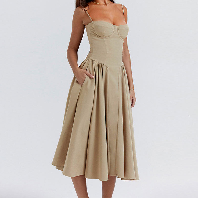 2025 Amazon Independent Station European and American Women's Fashion French Elegant Retro Style Dopamine Outfit Strap Dress for Women